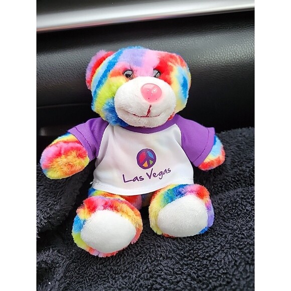 Peace Pals Multi Color Bear With New Orleans Shirt, Stuffed Animal Tie Dye Toy - Picture 4 of 7